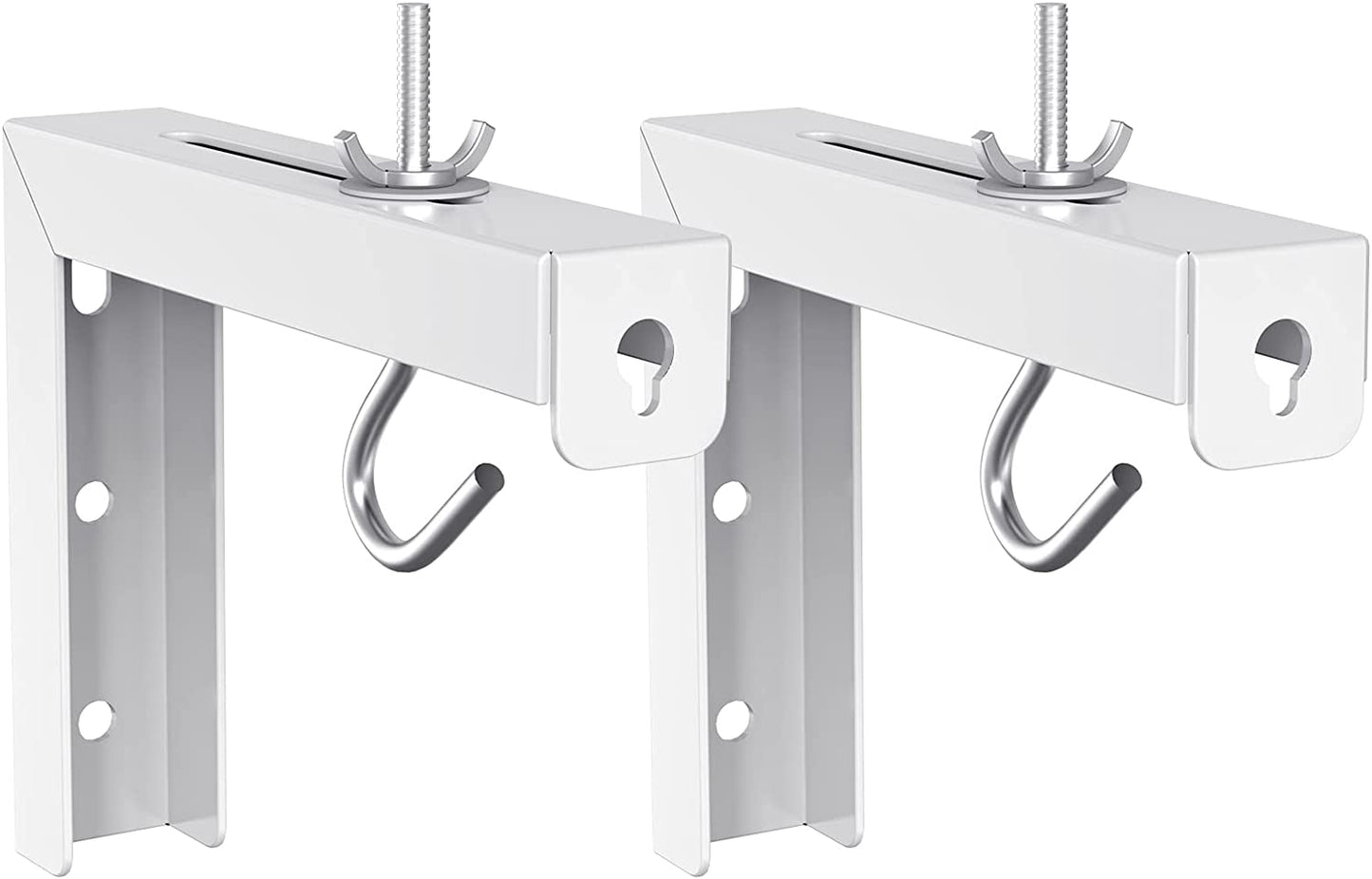 Universal Projector Screen Ceiling Mount, Wall Hanging Mount L-Brackets, 6 Inch Adjustable Extension with Hook Kit, Perfect Projector Screen Placement Hold up to 66 Lbs (PSM001-W), White